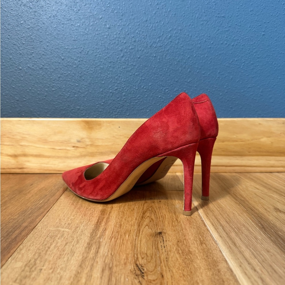 Alexandra Voltan Red Suede 3.5” High Heels Made in Italy Size 38.5 - Picture 5 of 8